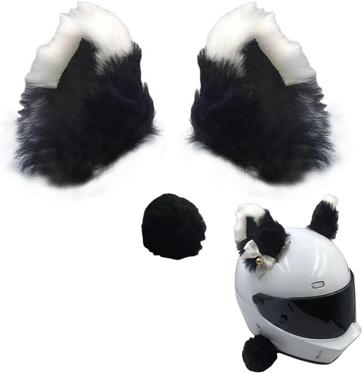 Kattenoren voor helm, motorhelm-oren kattenoren decoratie schattig helmaccessoire voor fietshelm, ski-helm, motorhelm, snowboardhelm grappig dierendesign motorhelm accessoire