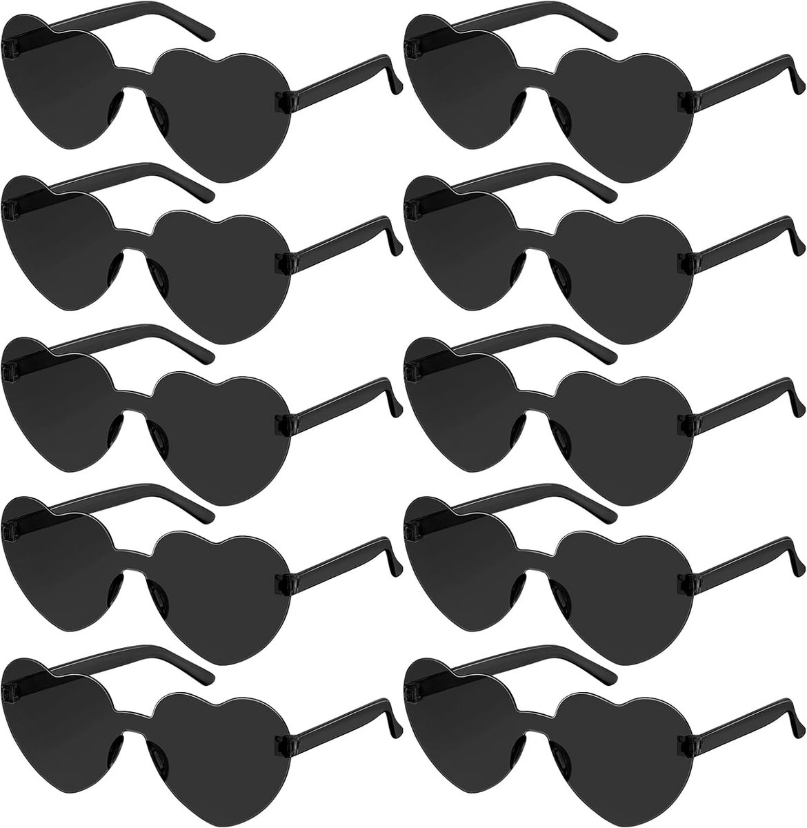 Hartglazen - 10 stuks randloze liefde hartvormige zonnebril gekleurde feestbril multipack kleurrijke mode funky brillen voor vrouwen mannen