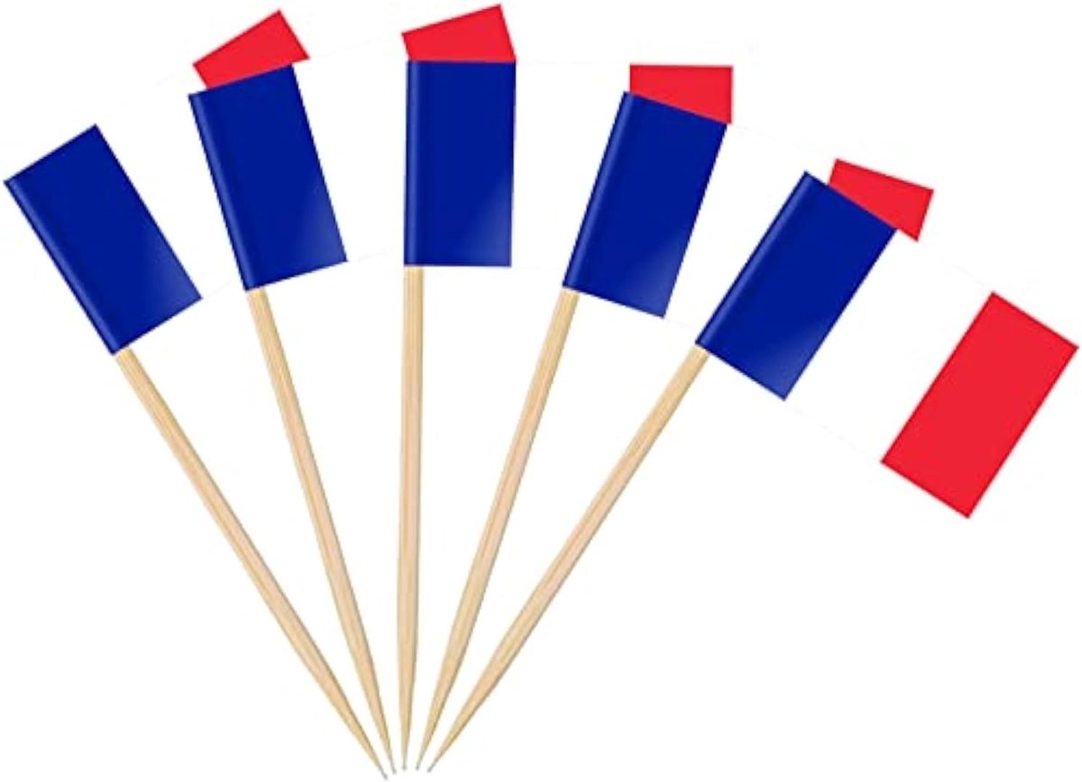100/200 stks Frankrijk Tandenstoker Vlaggen Cake Toppers Olympische Decoraties, Franse Cocktail Stick Vlag Cupcake Toppers Servies WK