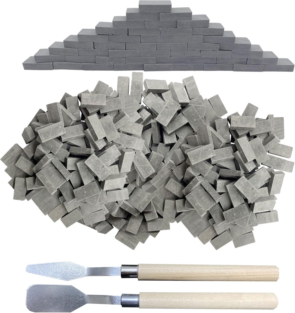 Mini-bakstenen, mini-schaal, grijs, mini-simulatiestenen met schraper voor doe-het-zelf poppenhuis, baksteen, diorama, fee, tuindecoratie, 1:16, 500 stuks