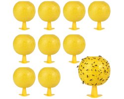 SnelShoppen - 10 Stuks Fruitvliegenval Ballen - Gele Kleverige Insectenvallen voor Keuken, Balkons en Fruittuinen - Hangende Vliegenval voor Effectiev