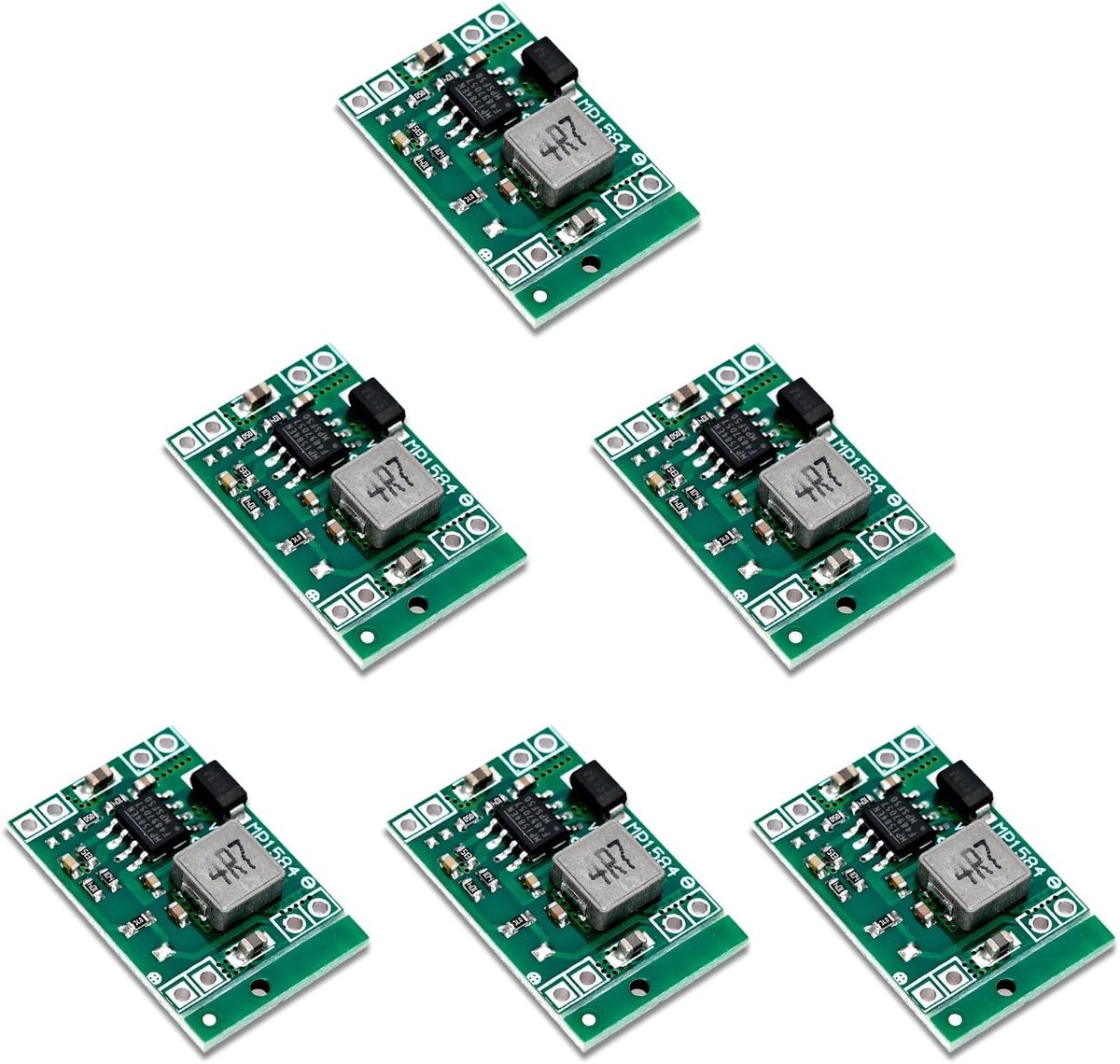 6 Stuks Mini DC-DC Step-down Module 3A Ingang 7-28V Uitgang 5V | 6 stuks | Vaste uitgang 5 V | Ingang 7-28 V | 3 A piek | Rendement tot 96% | 22 x 17 x 4 mm