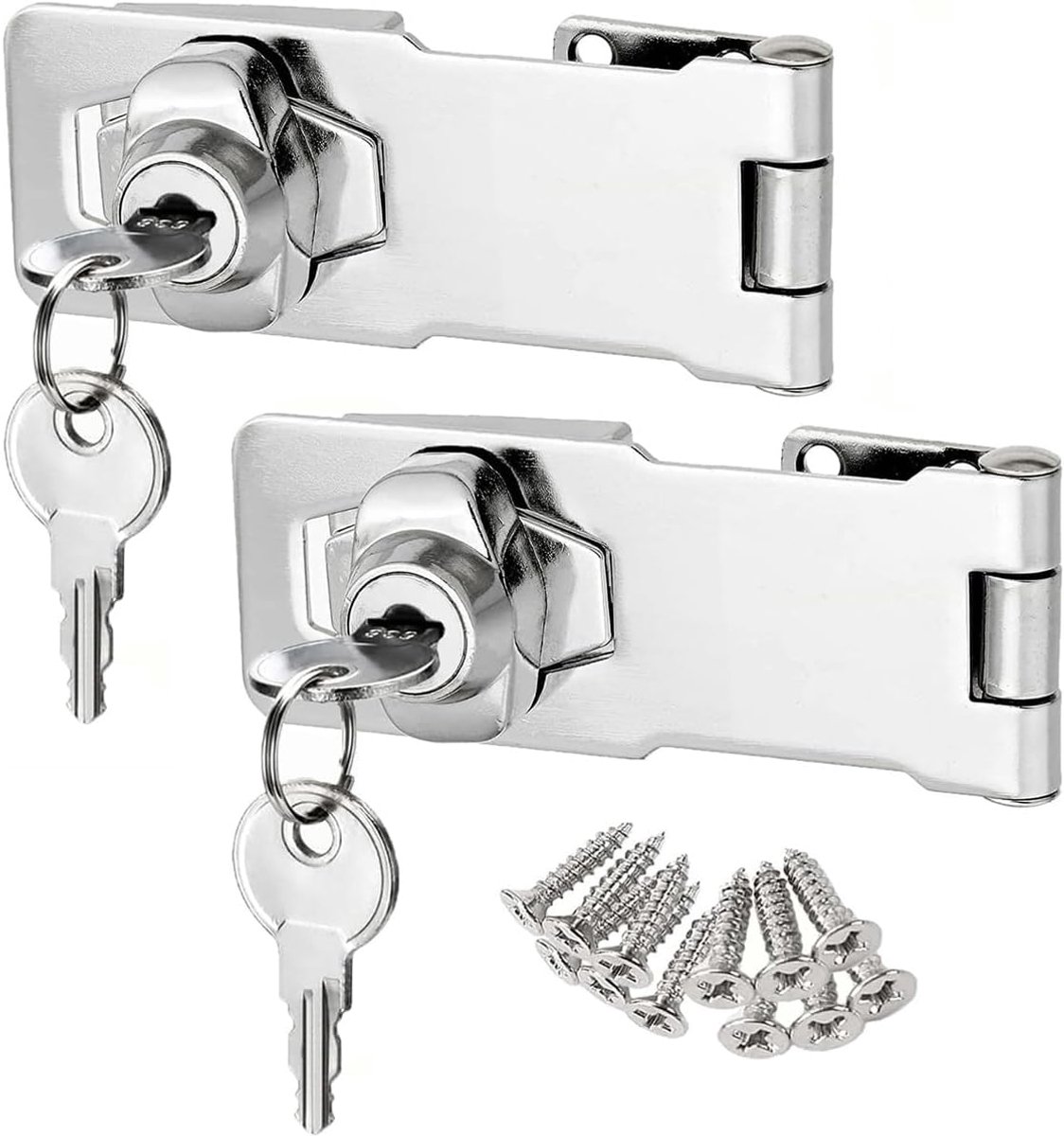 Lock hangslot poortgrendel deurboutslot met verschillende sleutels lade kastsloten draaiknop sleutelvergrendeling voor kast meubels brievenbus kast (3 Inch - 2 Pack)