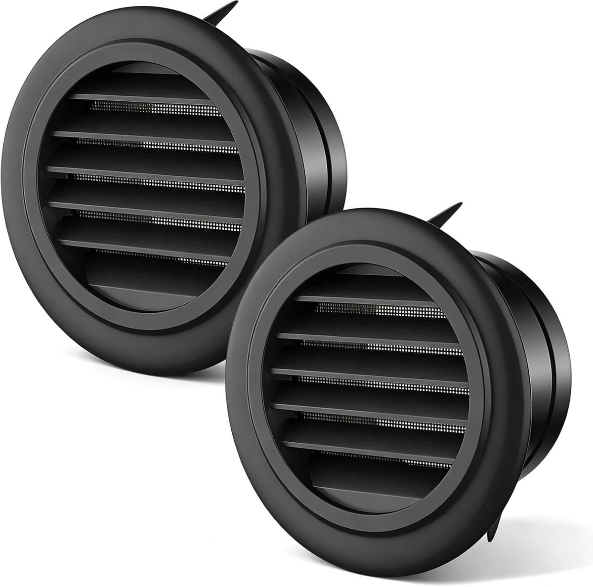 2 Stuks 75 mm Rond Ventilatierooster | Ventilatierooster met Insectenbescherming, ABS-kunststof, voor Slaapkamer en Keuken