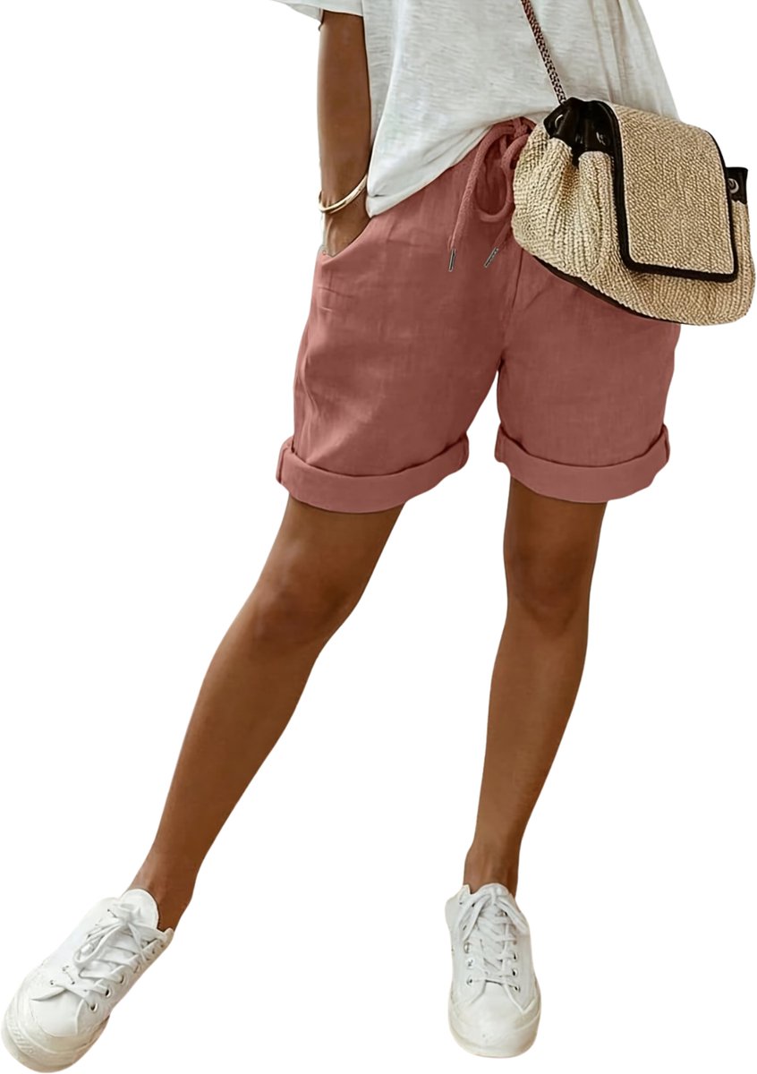 Currero Korte Broek Dames Spijkerbroek Met Zakken Strandbroek Bermuda Volwassenen Meisjes Shorts kleur Roze