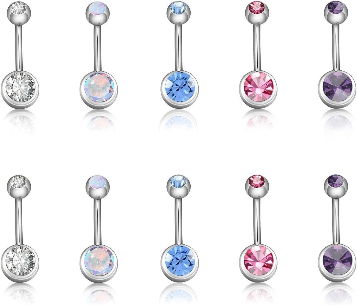10 stuks roestvrijstalen navelpiercings, navelsieraden