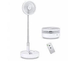 Opvouwbare Staande Ventilator – 7200 mAh – Afstandsbediening – Wit