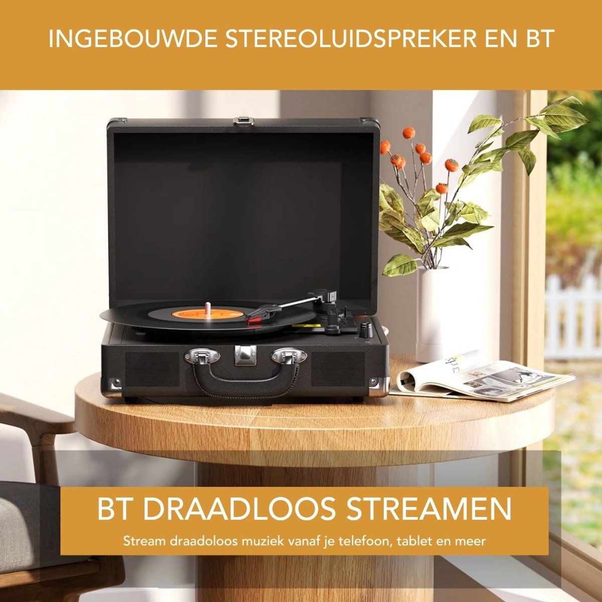 G&G platenspeler - Platen - Vinyl - LP - Voorversterker - 2 ingebouwde speakers - Auto stop - Bluetooth - Retro - Koffer - AUX — cadeau in Games, Films & Muziek - foto 3