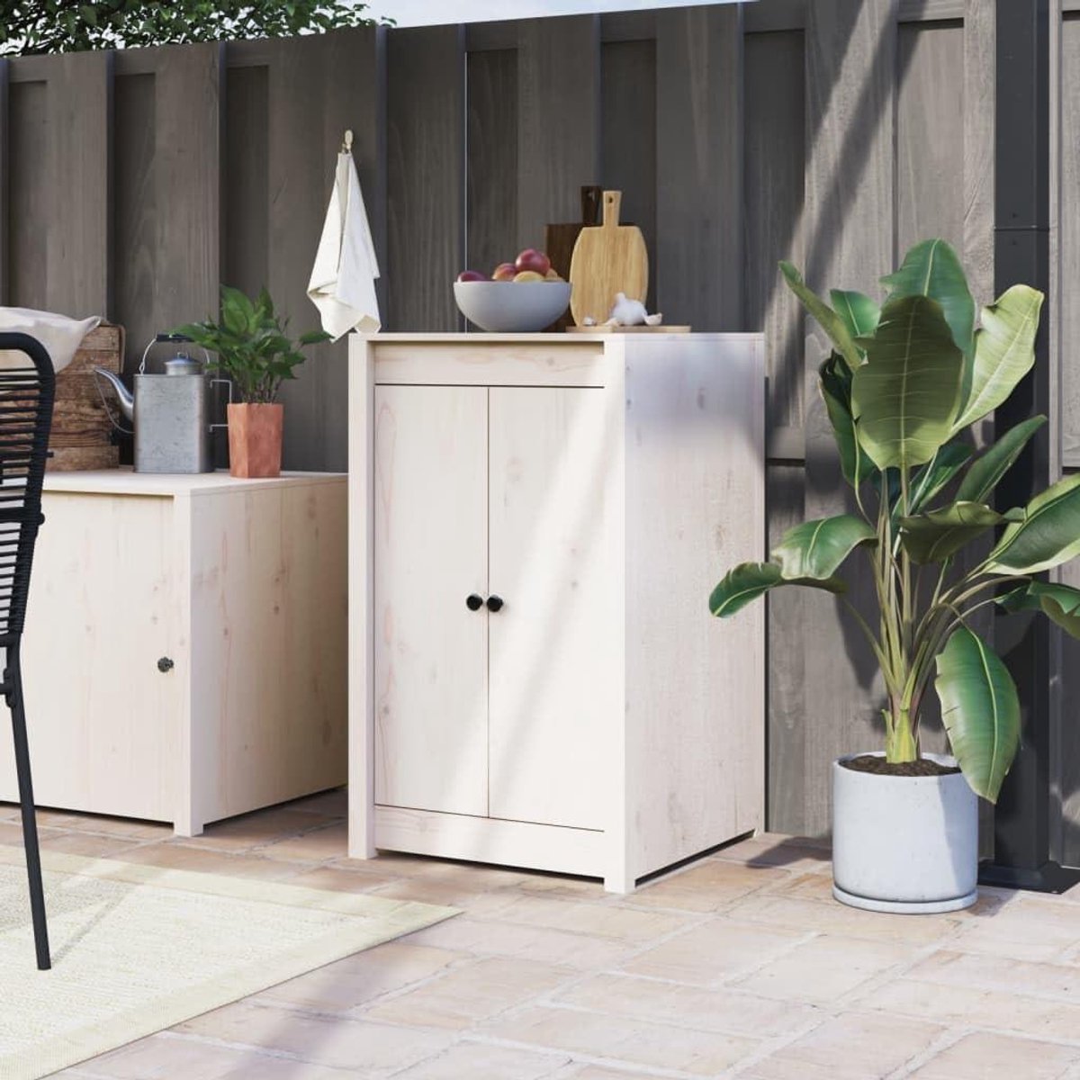 Houten Kastdeuren - Buitenkeuken Deuren - Opbergen Keuken - Massief Grenenhout - 50x9x82 cm - Wit