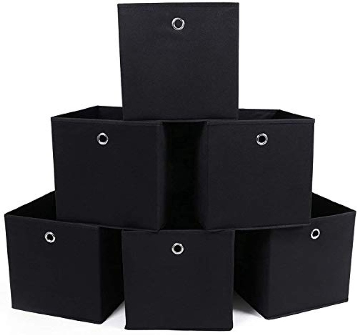 Huis Geluk Opbergdozen set van 6 – Vouwbare stoffen kubusmanden non-woven 30x30x30 cm – Opbergmanden voor speelgoed kleding – Gevlekt zwart