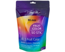 VIBRATISSIMO condooms Fruit Color 50-pack | gevoelsecht & extra vochtig | for Men | Zakje hersluitbaar | Gekleurd | flinterdun | b=55mm