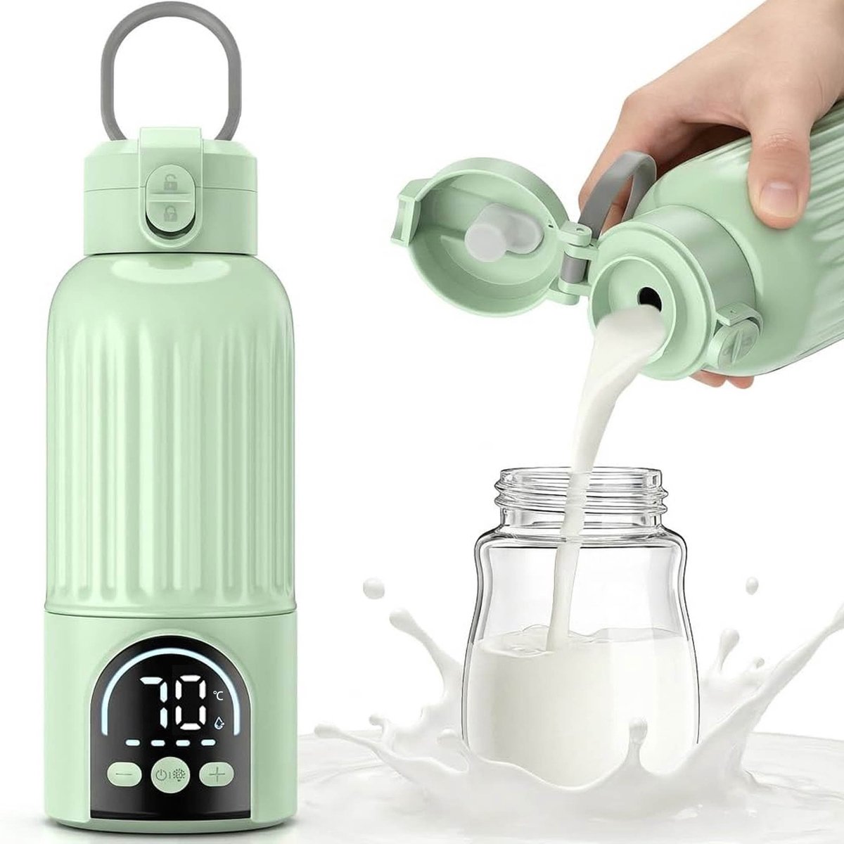 NAXSIR Draagbare Flessenwarmer Onderweg - 500 ml - 12000mAh - Draagbaar Ontwerp - USB-C Oplaadbaar - Temperatuurregeling