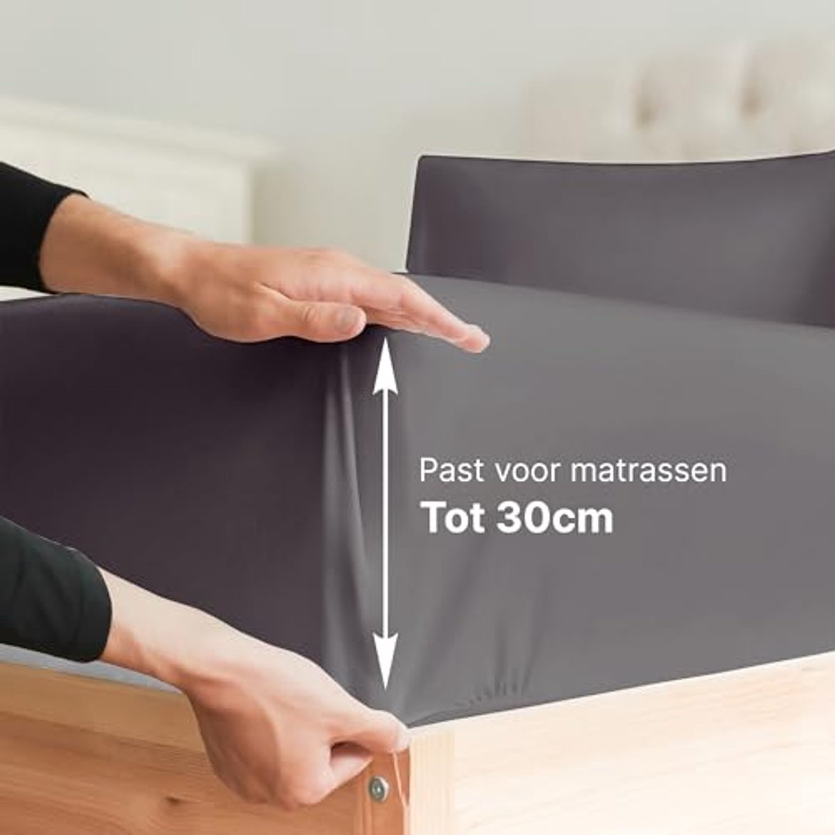 SnelShoppen - Hoeslaken 120x200cm - 100% Katoen - Premium Beddengoed met 400 Draadtelling - Donkergrijs - Geschikt voor Matrassen tot 30 cm Hoogte - O