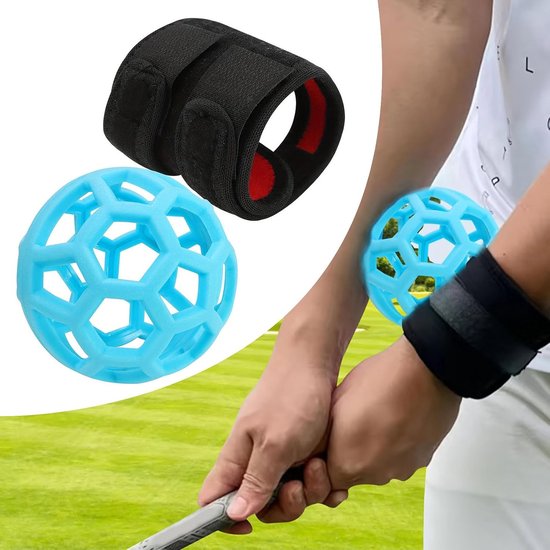 Golf Swing Trainer - Polsband Oefenbal - Golfswing Verbeteren - Corrigeert Vliegende Ellebogen - Verstelbaar - Blauw van GOLF — afbeelding 4