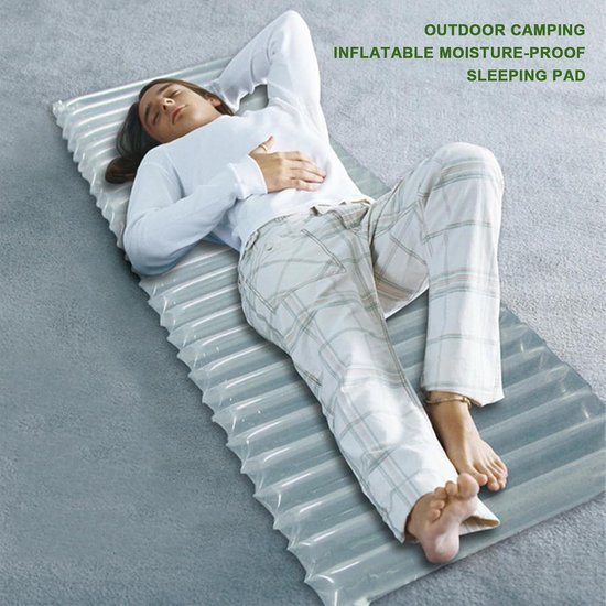 Opblaasbaar matras - Luchtbed kamperen - Buiten slapen - Snel opblazen - 200x60cm - Transparant — afbeelding 2
