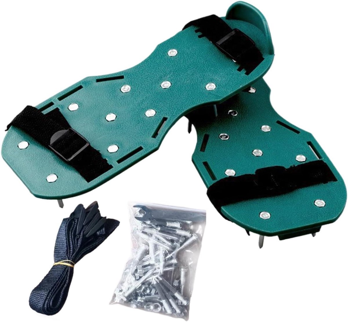 Gazon Beluchter Schoenen - Gras Aerator - Bodem Onderhoud - 13 Stevige Spikes - 33 x 155 cm - Groen