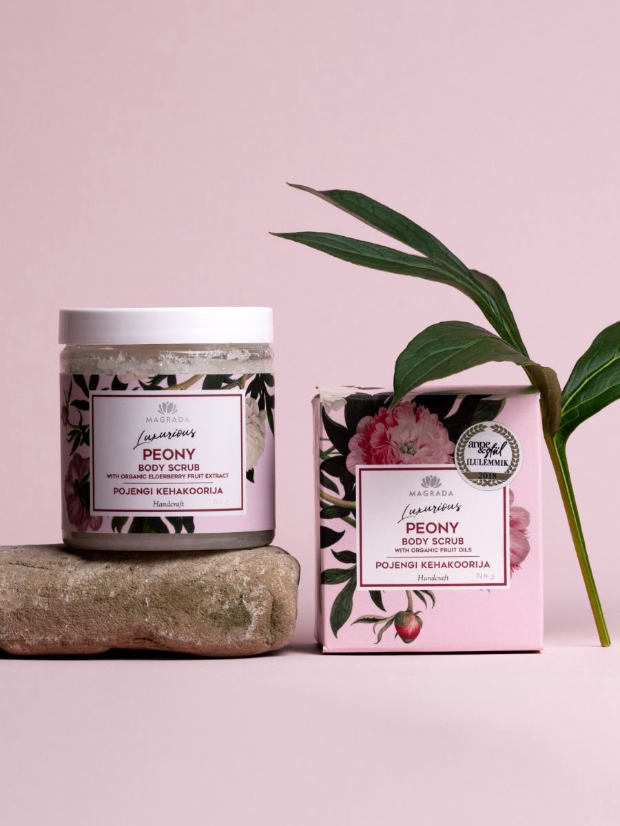 Pioen Lichaamsscrub met Biologische Vruchtenoliën - 250ml