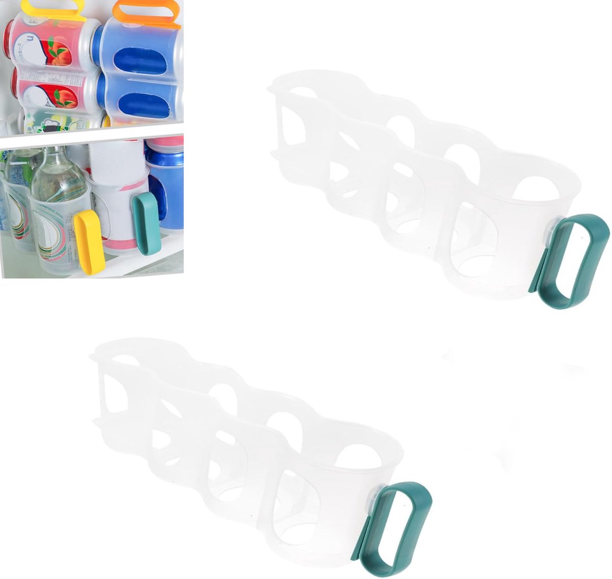 KZQ 2-delige koelkast blikjesorganizer - Plastic frisdrankrek voor bier en blikjes - Stapelbaar en ruimtebesparend voor keuken en koelkast - Groen