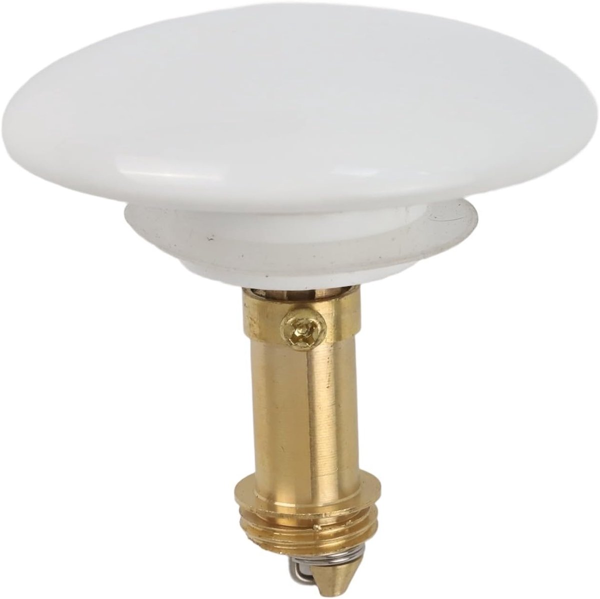 Gootsteen Afvoerstop - Messing Deksel - Water Dicht Maken - Gereedschapsvrije Installatie - 66 mm - Wit