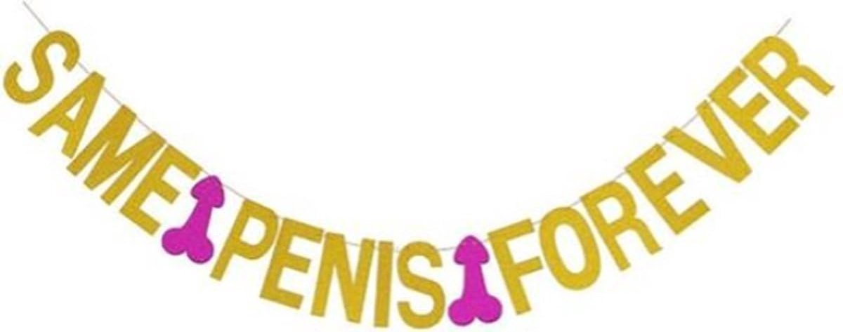 Okado Same Penis Forever Slinger Goud – Letterslinger 2 Meter voor Vrijgezellenfeest, Bachelorette Party en Bruiloft Versiering – Feestdecoratie voor Aanstaande Bruid