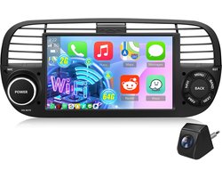 Cestovet Autoradio - Geschikt voor Fiat 500 2007 t/m 2015 - Apple CarPlay & Android Auto (Draadloos ) - Android 15 - 2+64GB - GPS, Wifi, Bluetooth, SWC - Achteruitrijcamera