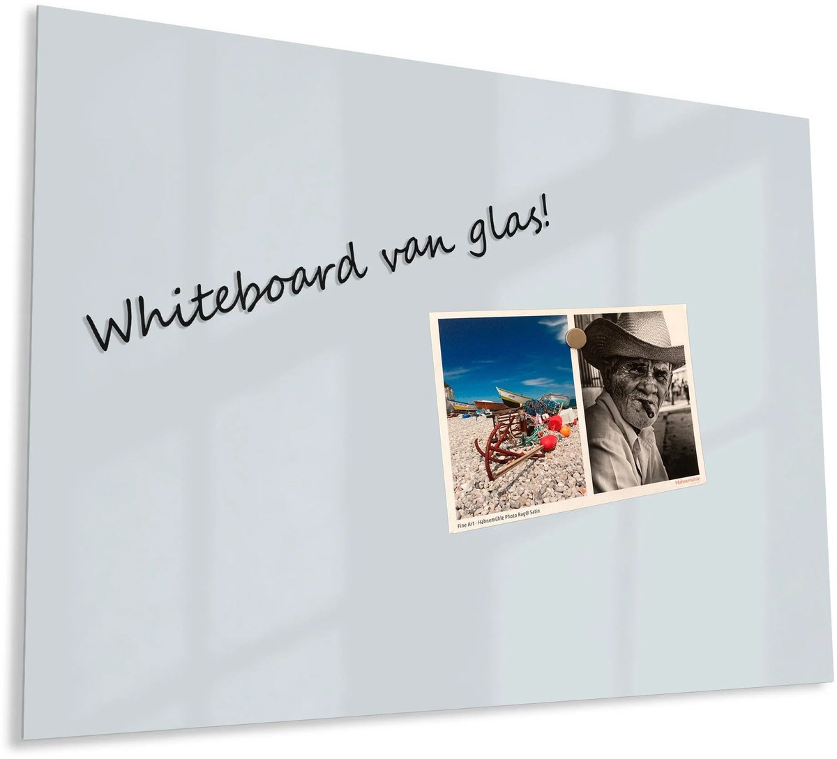 Mydesignglas Glazen Whiteboard - Gehard Glas - Glazen Magneetborden - Memobord - Magnetbord - Magnetisch - Krasbestendig - Frameless - 90x60cm - Silver Mist