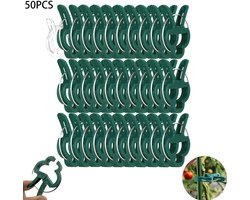 50 stuks -Groene tuinclips- Tomatenplantclips- Clips - Plastic bevestigingsclips - Zachte plantenclips - Bloemclips - Geschikt voor het ondersteunen of rechtmaken van klimplantenstengels en -ranken