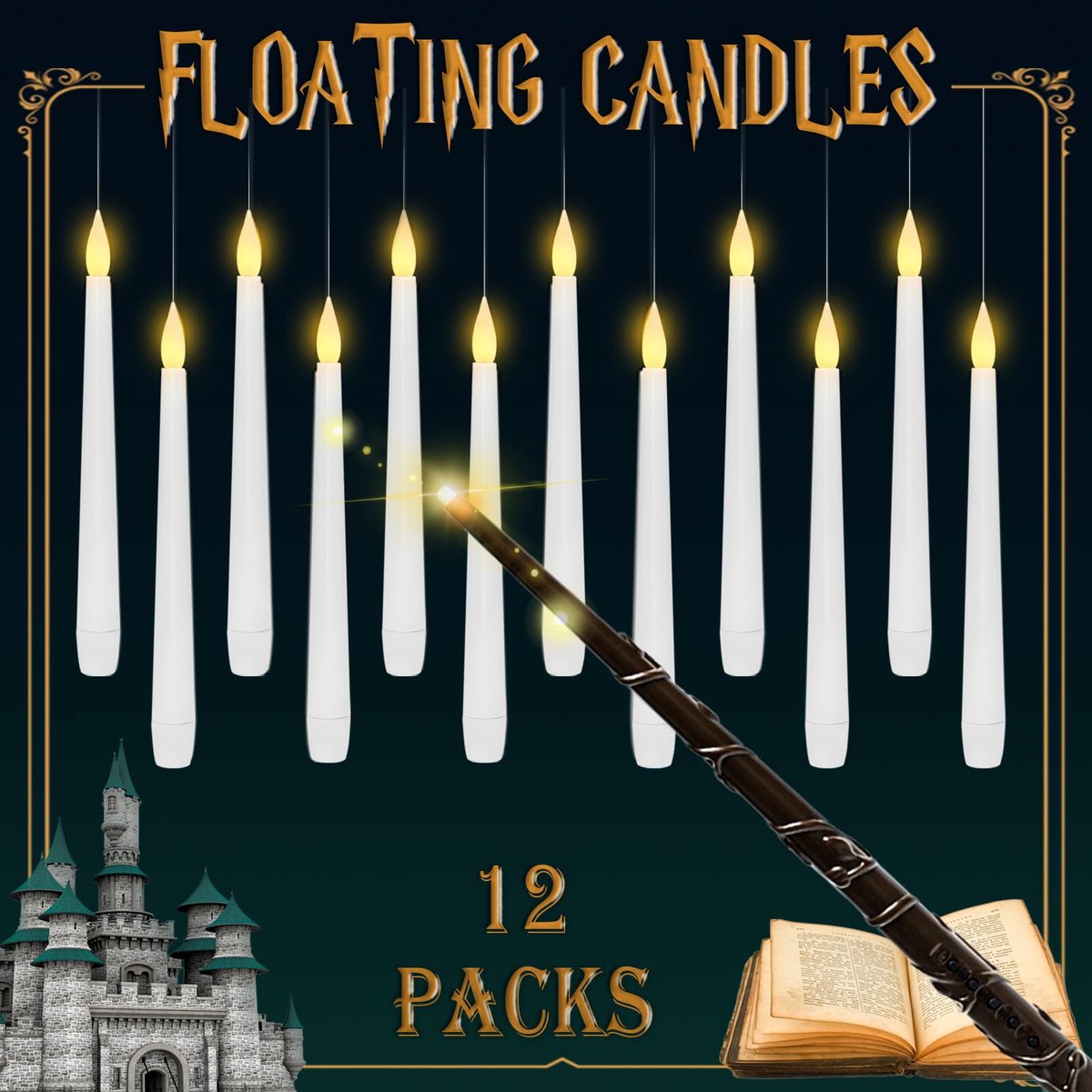 12 Kaarsen Met Afstandsbediening, Halloween Magische Hangende Kaarsen, Warme Vlamloze Led-Kaarsen, Halloween Decoratie Cadeaus, Binnen En Buiten