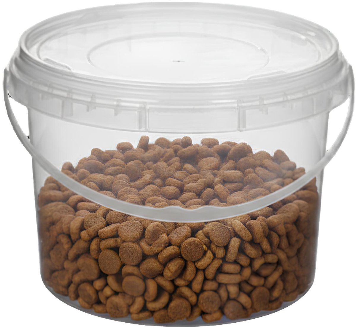CM Opslag emmer/box met deksel en handvat - transparant - 4.6 liter - voedsel - dierenvoer - korrels - lege containers - wecken