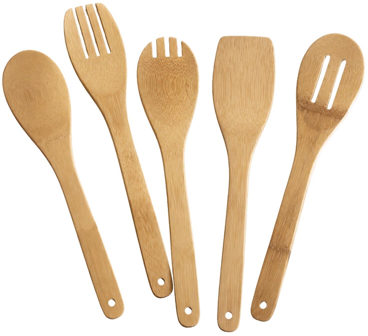 Alessandro Keukengerei kooklepels spatels set - bamboe hout - 30 cm - 5-delig