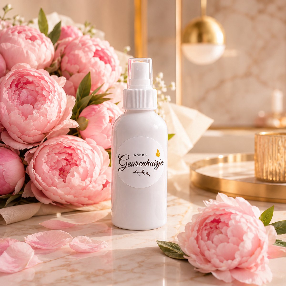 Anna's Geurenhuisje - Roomspray - Pioenroos - Handmade - 100 ml - Dierproefvrij - Huisparfum