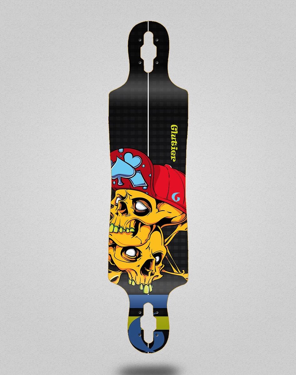 Longboard Deck Skateboard Plank Street Cruising Drop Through Design 40×9 Inch Hip Skulls