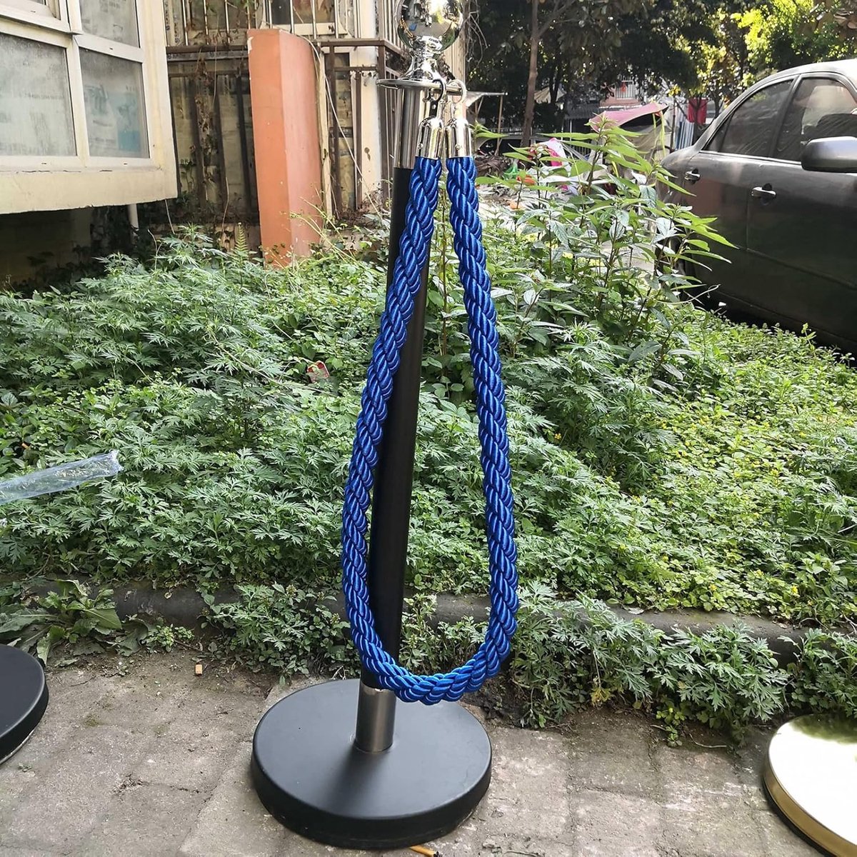 Gevlochten Touw - Barrière Touw - Mensenstromen Leiden - Met Haken - 32 cm Dik - Blauw