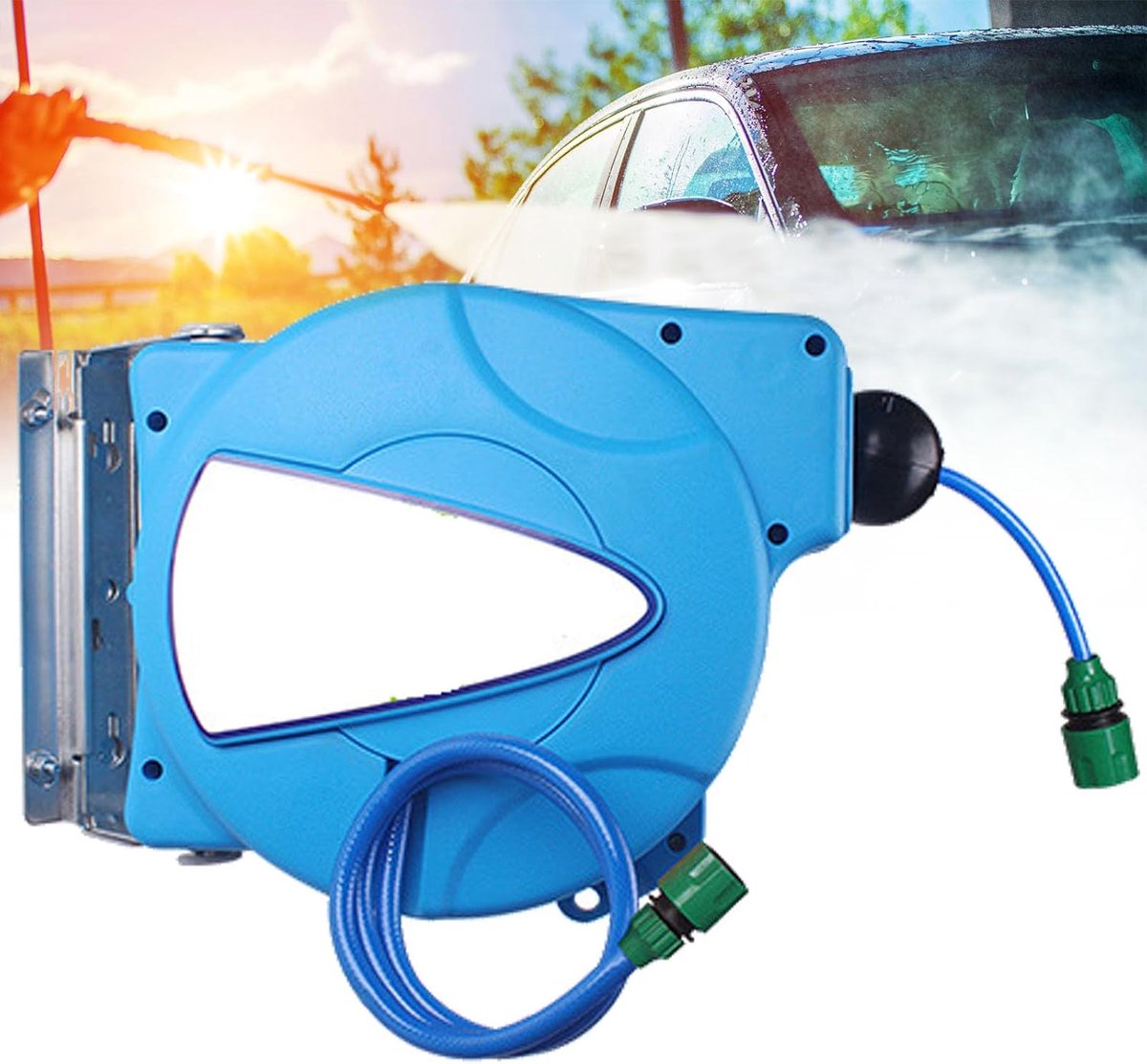 Slanghaspel - Wandmodel - Tuin water geven - Automatische oproller - 10 meter - Grijs