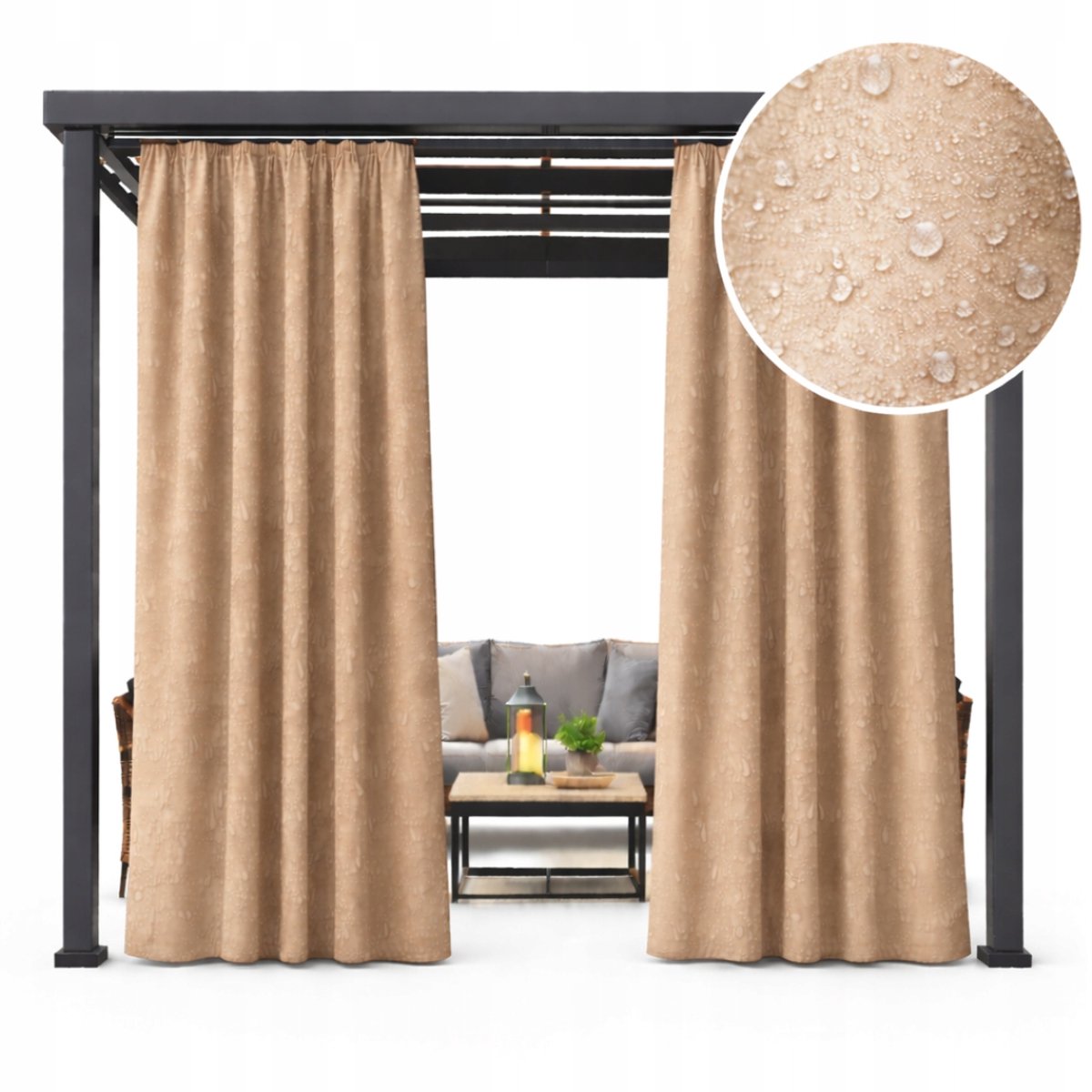 NOW-ART Wodo-T - Tuingordijn - Waterafstotend - Beige - 155 x 260 cm