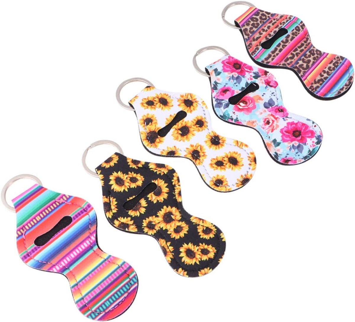 Sleutelhanger Houder - Lipbalm Houder - Lipbalm Meenemen - Bevestigbaar Ontwerp - 5 Stuks - Assorti