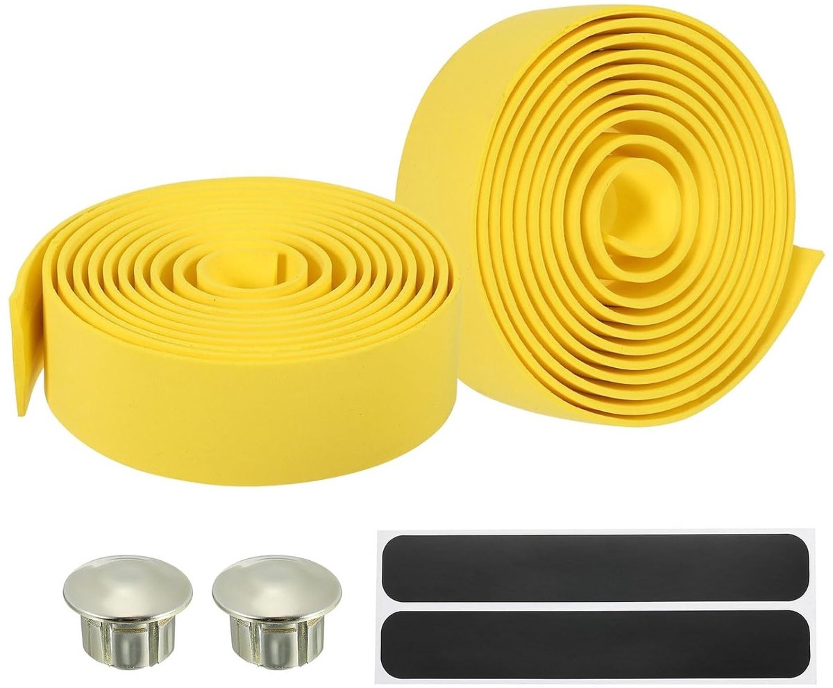 Stuurband voor fiets met EVA-greep, antislip en omhulsel, geel, ideaal voor betere grip en comfort tijdens het fietsen