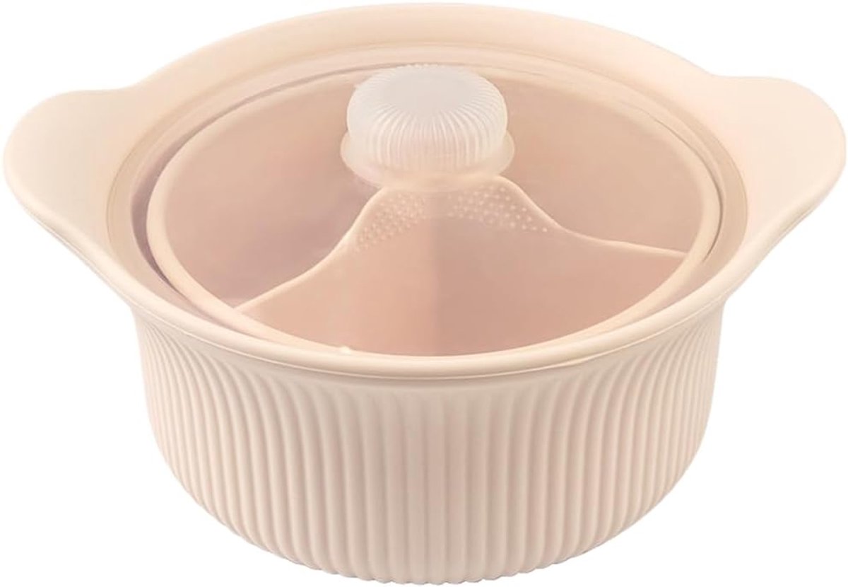 Siliconen Stoompan Magnetron Pan Gezond Koken Antislip Basis 22.8 x 22.8 cm Beige