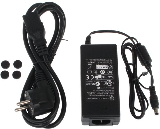 TP-Link 48V 1.25A stroomadapter en voedingskabel voor een netwerkswitch.