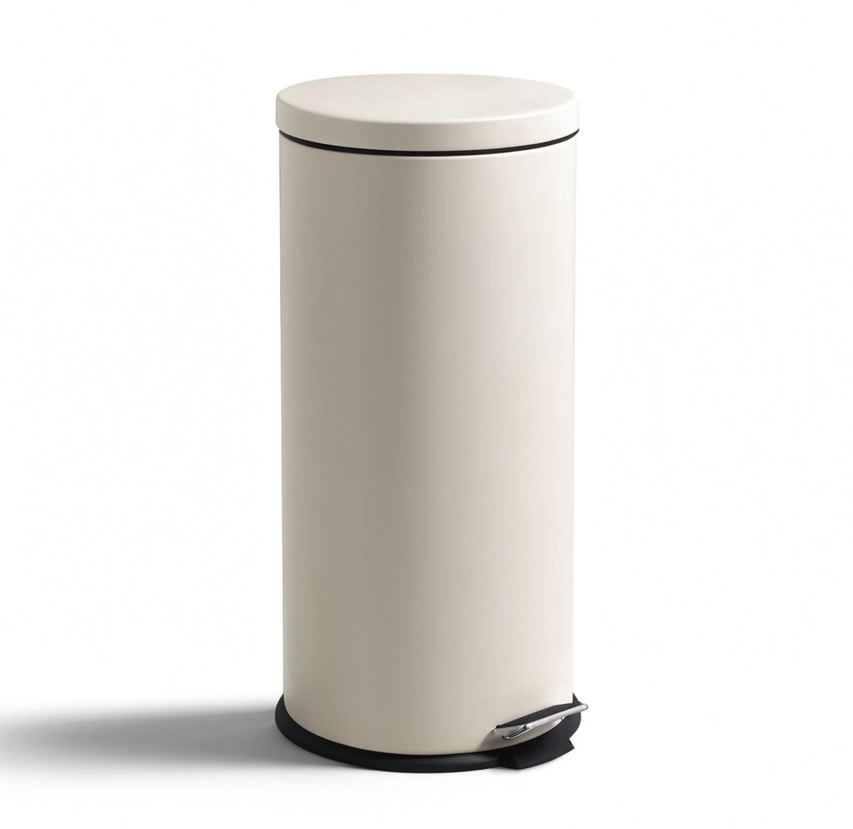 HUSH Living - Prullenbak 30L metaal - met soft close deksel - pedaalemmer - uitneembare binnenemmer - grote capaciteit - keuken & kantoor - Natural Beige