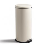 HUSH Living - Prullenbak Metaal - 30L - Soft Close Deksel - Pedaalemmer - Uitneembare Binnenemmer - Grote Capaciteit - Keuken & Kantoor - Beige