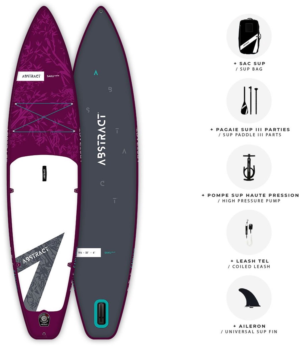 Abstract opblaasbare SUP-set 11'6 touring paddleboard en kajak Saku Saphir blauw 140 kg draagvermogen inclusief accessoires