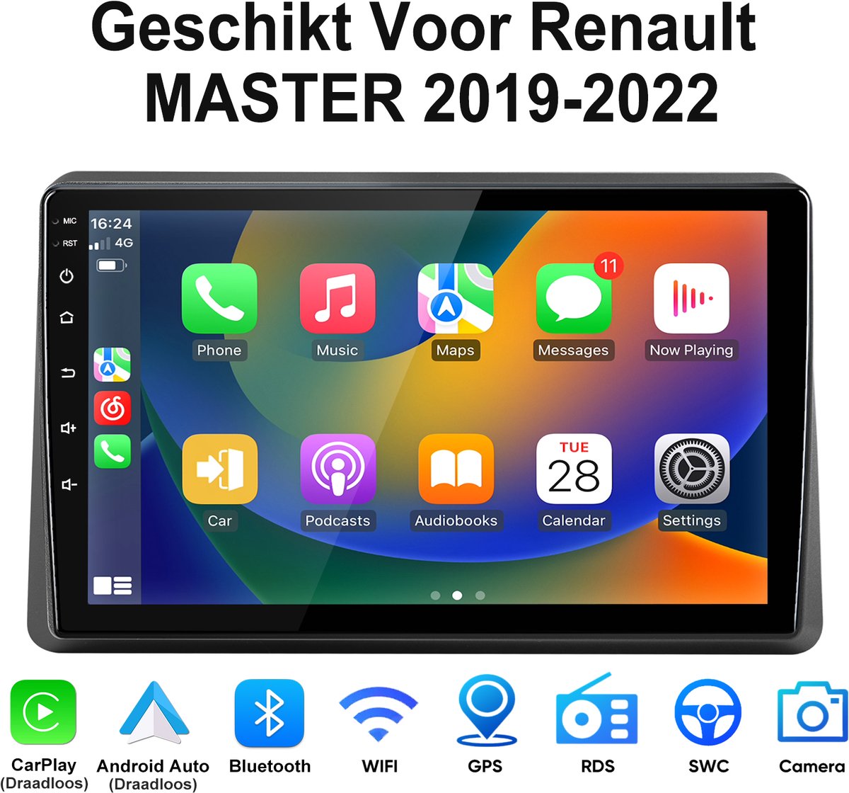 Junsun Android 15 Autoradio Geschikt Voor Renault MASTER 2019-2022 - 2GB+64GB - Draadloze CarPlay & Andriod Auto - Bluetooth - GPS Multimedia Navigatiesytem - 10-inch HD Touchscreen - WIFI - FM - RDS - Quad-core processor