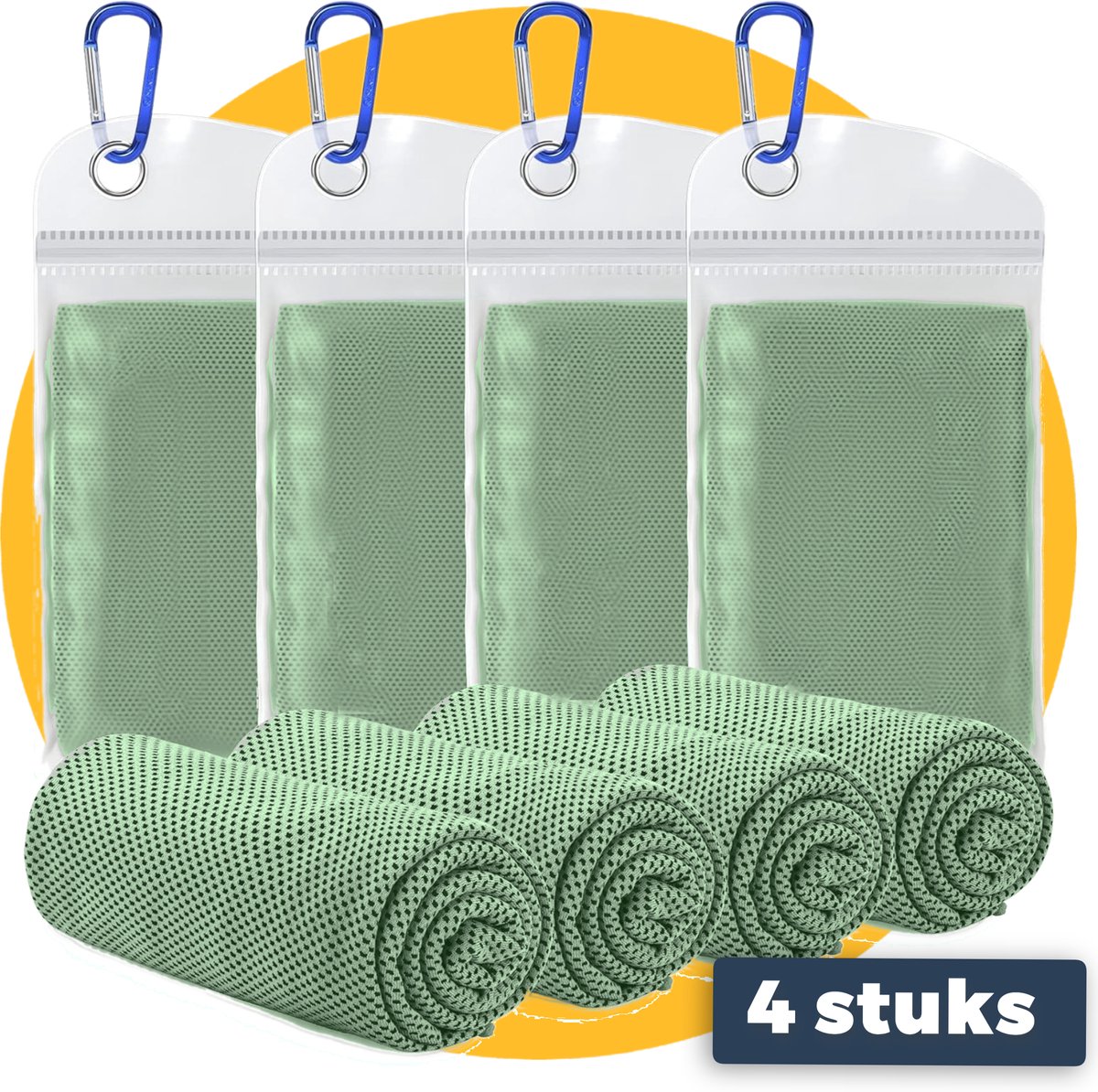 Pasper koelsjaal 4 stuks - 90 x 30 cm - groen - koelhanddoek - verkoelende doek - Cooling Towel