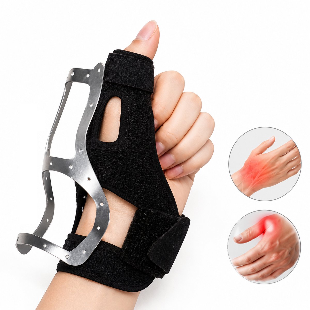 Duimbrace - Polsbrace met duimbrace - Duimspalk - Voor Links & Recht - Met Stalen Spalk - Hand en Duimondersteuning - Één maat - Zwart
