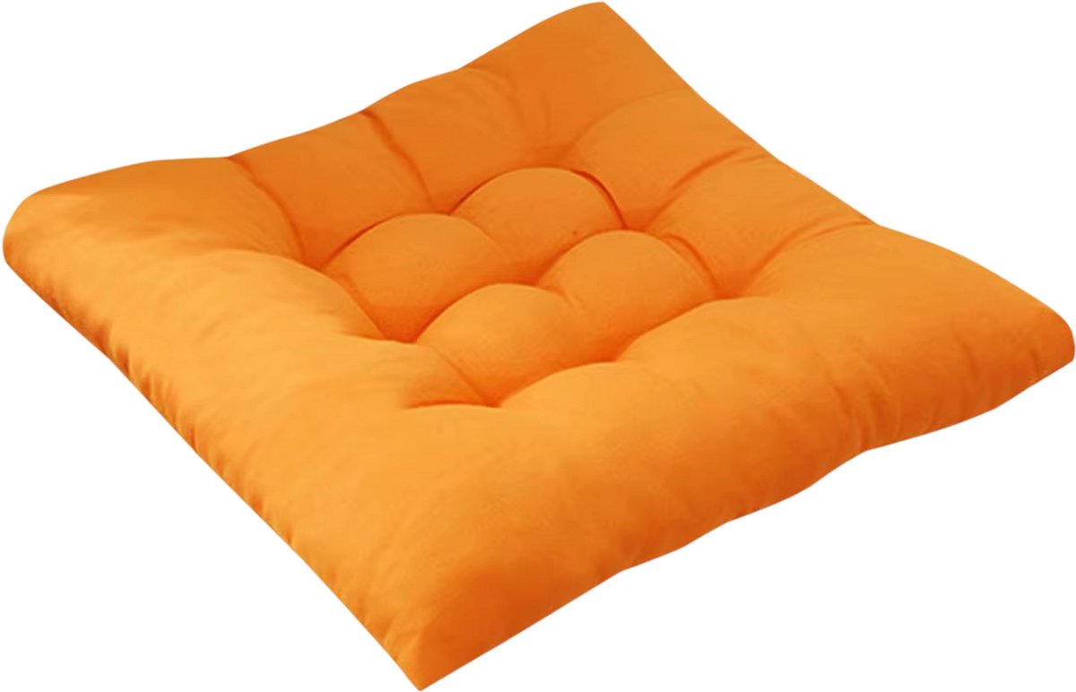 rimmo Stoelkussen 40x40 cm Vierkant – Zacht Zitkussen voor Eetkamerstoel, Bureaustoel, Fauteuil en Woonkamer - Oranje