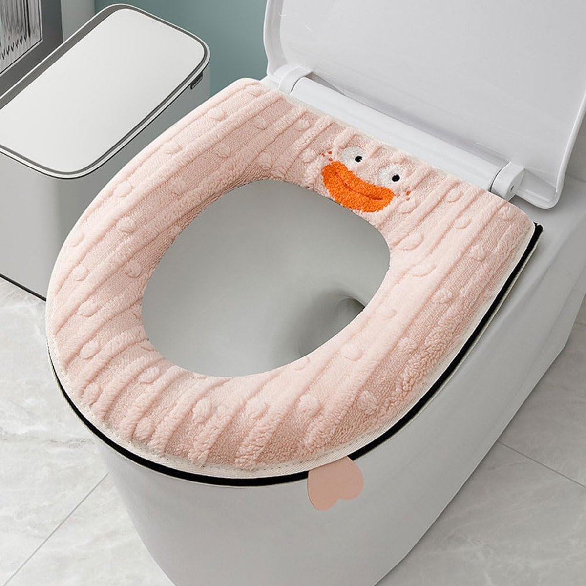 Toiletzittinghoes - Zachte Pad - Warmte Comfort - Wasbaar Materiaal - 42 x 38 cm - Roze