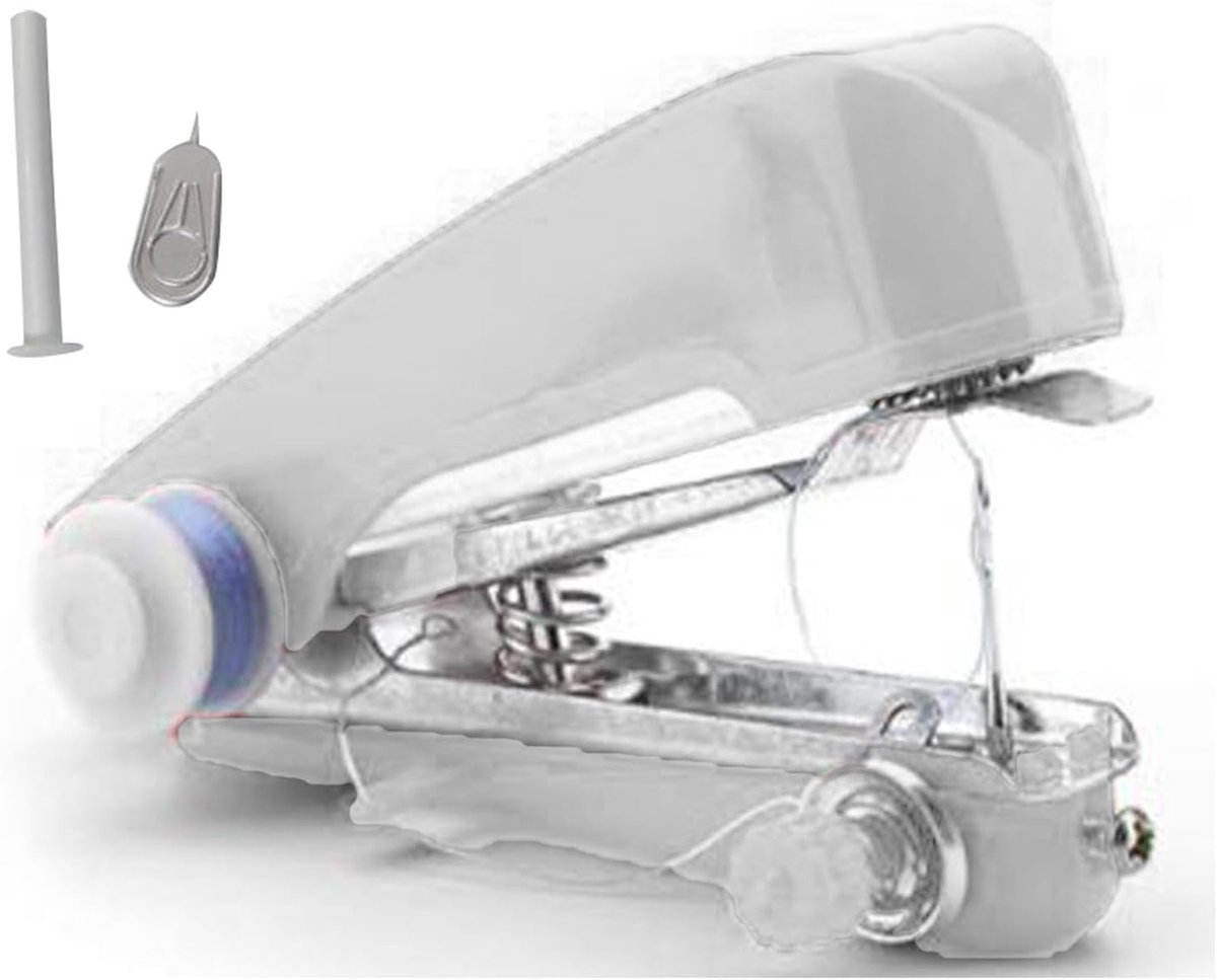 Handzame Naaimachine - Mini Naaier - Snelle Kledingreparatie - Lichtgewicht Compact Ontwerp - 11 x 7 x 4 cm - Wit