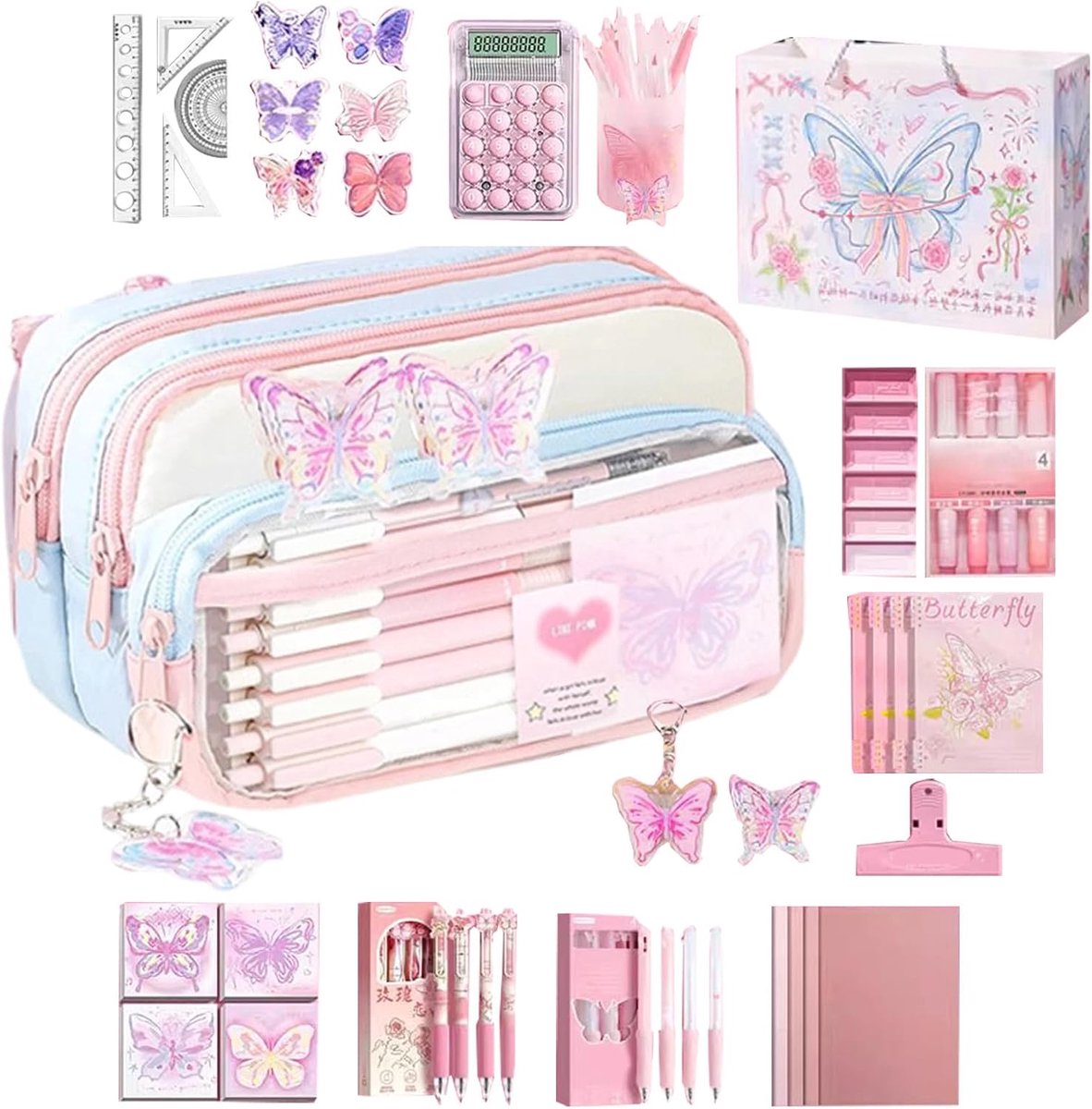 Transparant Etui - Pennenzak Organizer - Schrijfwaren Opbergen - Duidelijke Zichtbaarheid - 9x27x9 cm - Meerkleurig