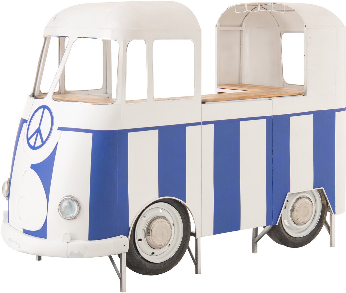 J-Line barkast Van Gestreept - metaal - blauw/wit